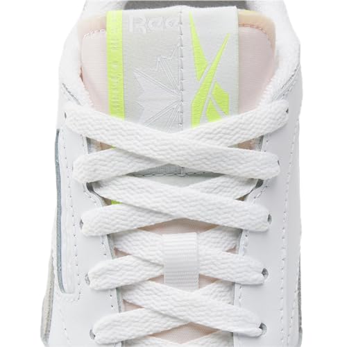 Reebok Women's Classic Leather Sneaker, Footwear White/Pure Grey 2/Acid Yellow, Women's Size 6.5