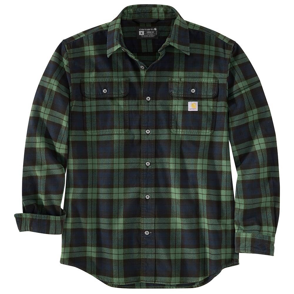 Carhartt Mens Loose Fit Heavyweight Flannel Long Sleeve Plaid Shirt