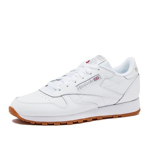 Reebok Classic Leather Sneakers for Women - Black or White Tennis Shoes Womens Size 5 to 12, Footwear White/Pure Grey3/Reebok Gum3, 7