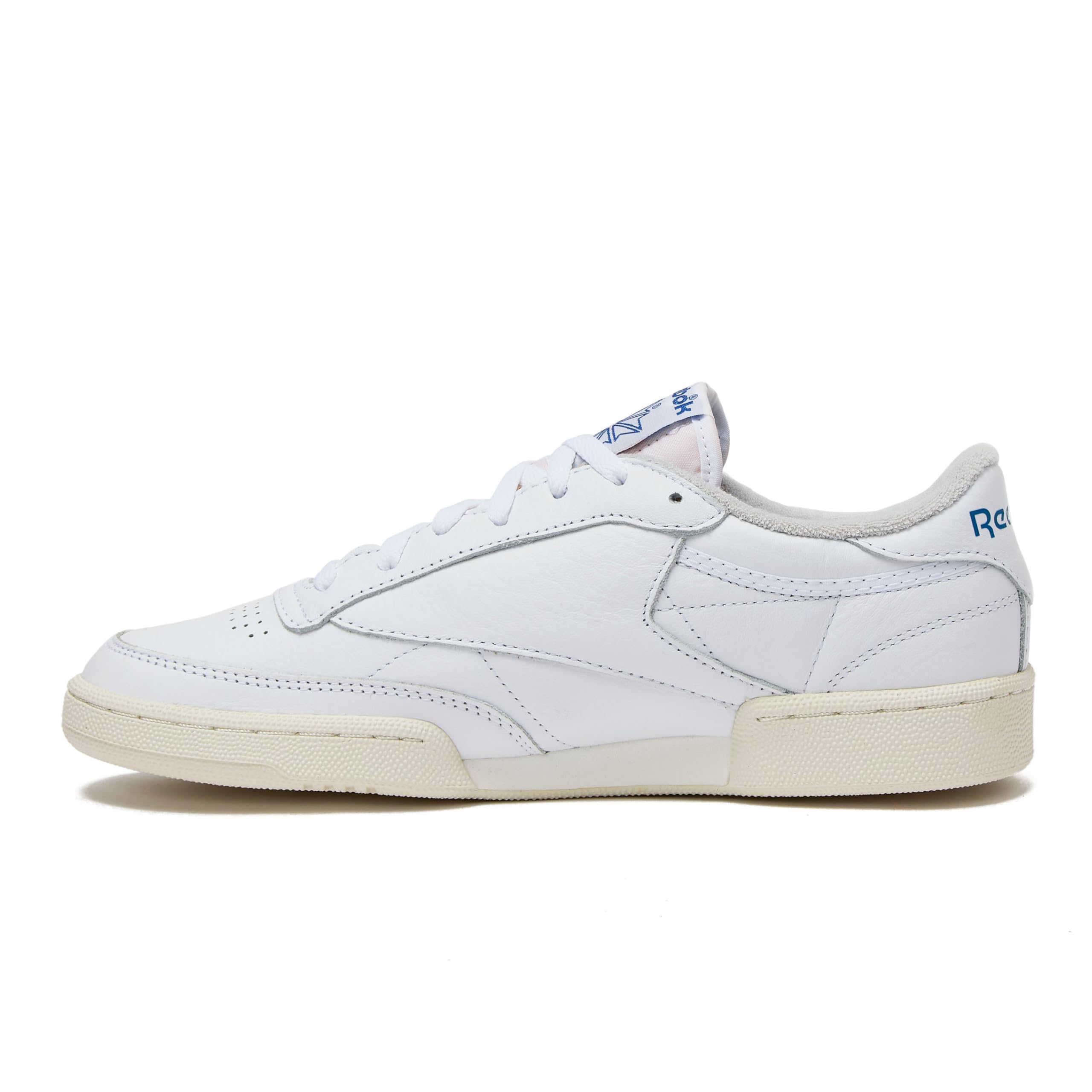 Reebok Club C Vintage Tennis Sneakers for Men, Casual White Mens Shoes, Size 7 to 15, White/Chalk/Vector Blue, 7.5