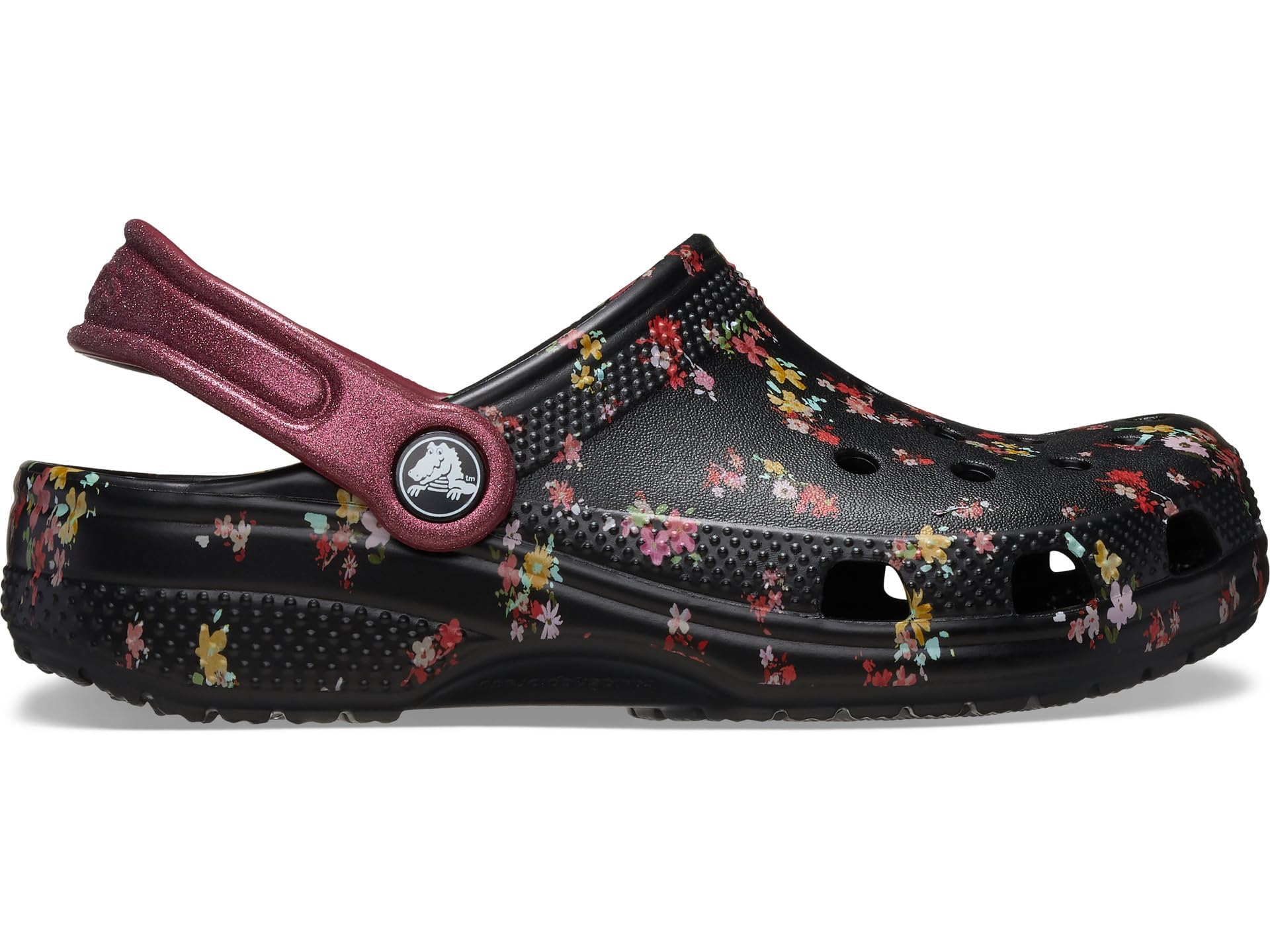 Crocs Kids Unisex Classic Graphic Clogs (Little Kid/Big Kid) Black/Multi Ditsy Floral 13 Medium