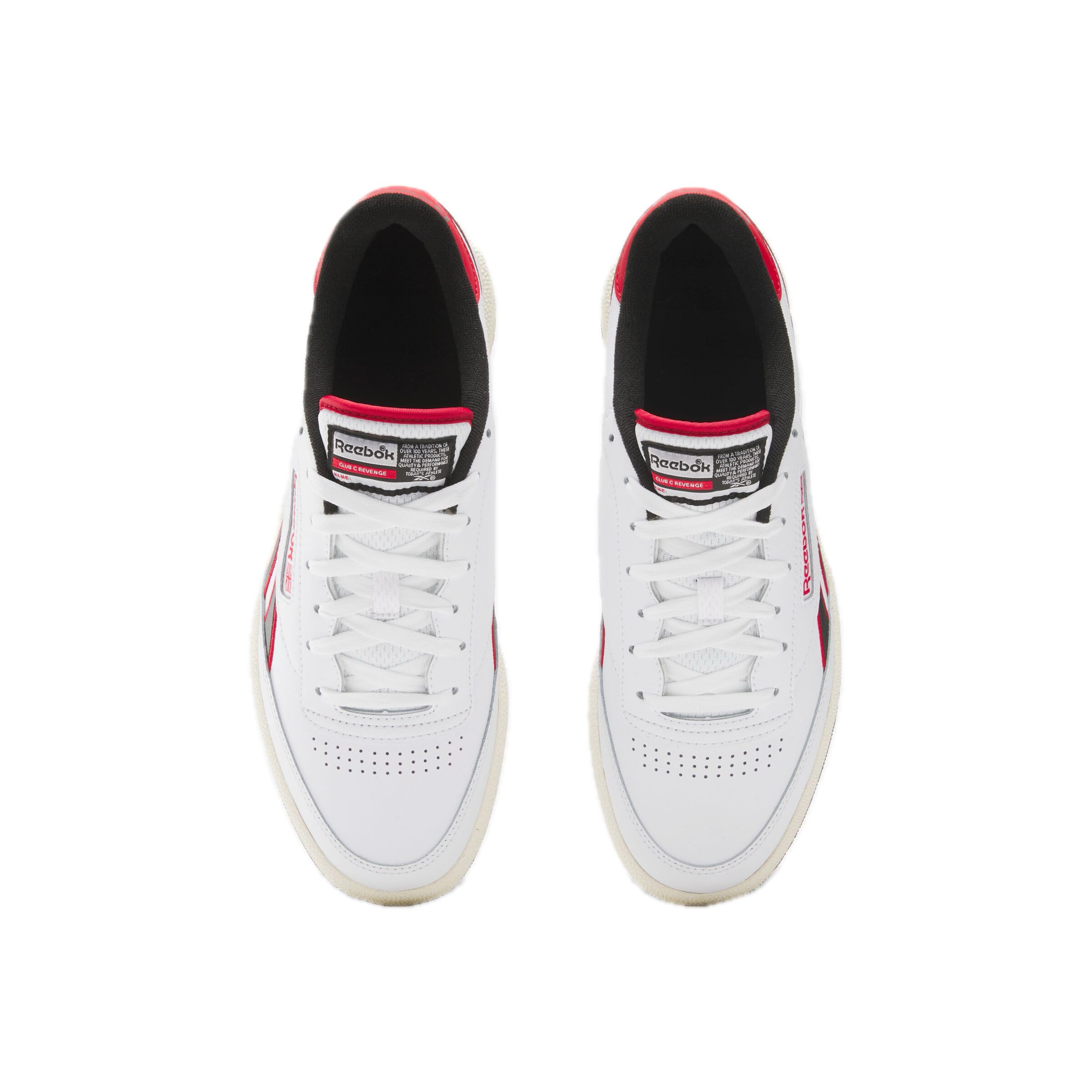 Reebok Unisex Club C Revenge Sneaker, White/Vector Red/Black, 10.5 Women/9 Men