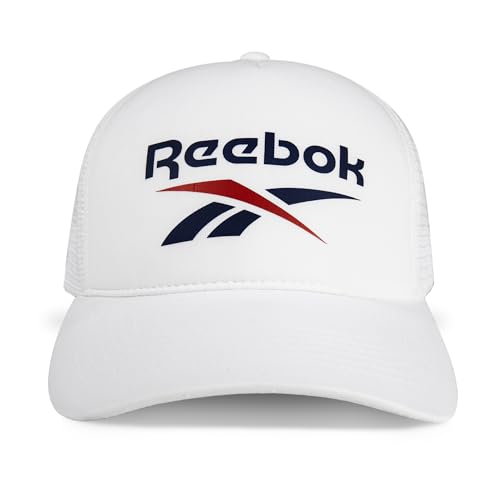 Reebok Aero Trucker Hat | Snapback | Adjustable | Mesh Back | Retro | Baseball | Streetwear | Urban | Lifestyle - White