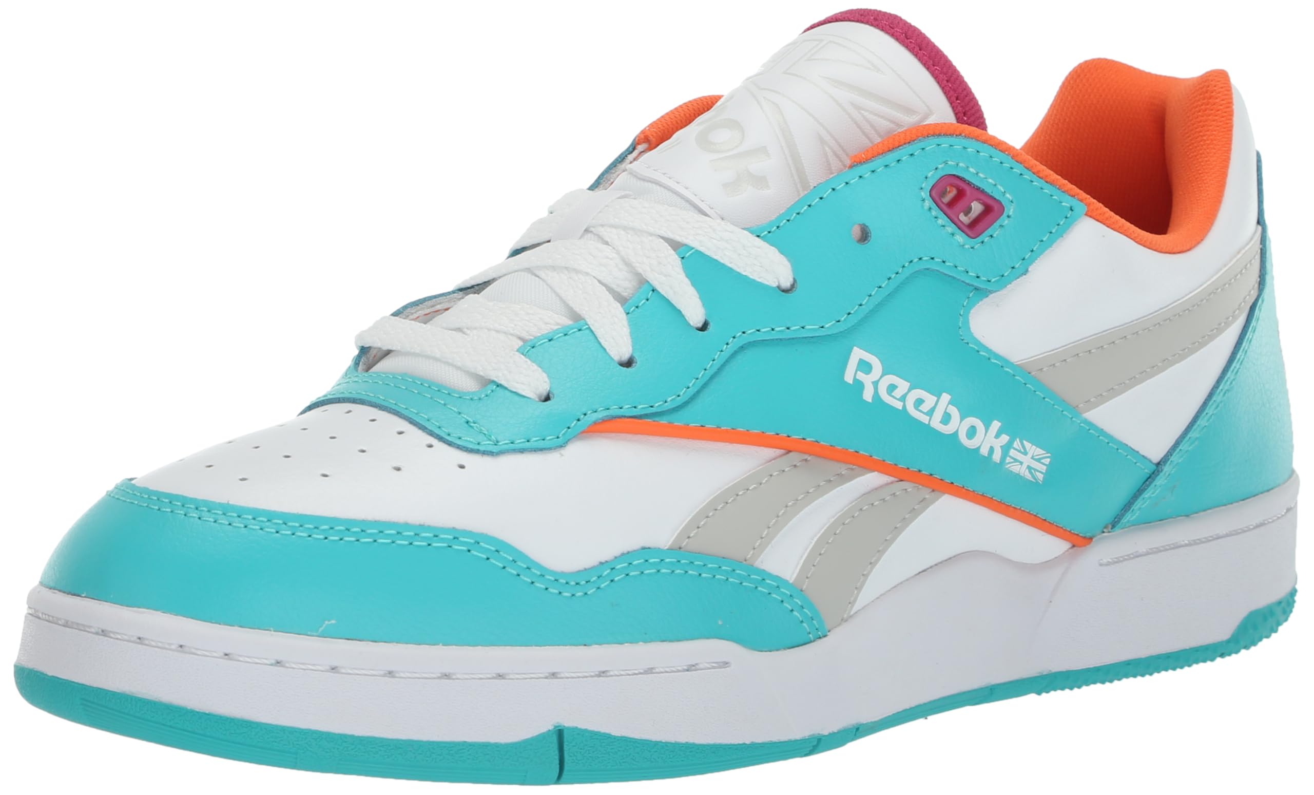 Reebok Unisex BB 4000 II Shoes, White/Classic Teal/Fiery Orange, 8,5
