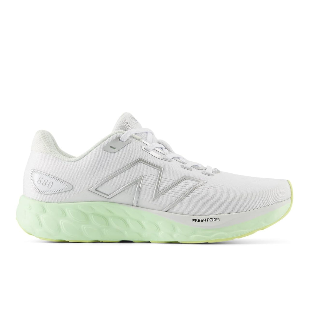 New Balance Women's Fresh Foam 680 V8 Running Shoe, White/Reflection/Melon Water, 8 M