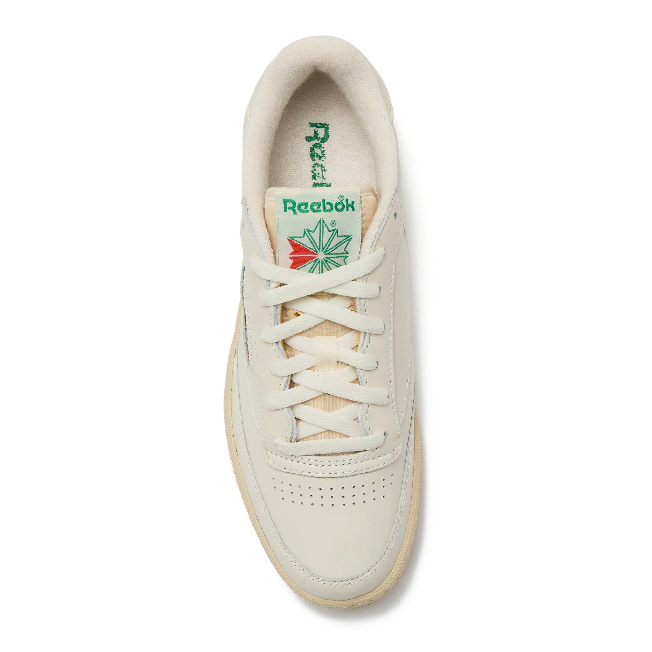 Reebok Club C Vintage Tennis Sneakers for Men, Casual White Mens Shoes, Size 7 to 15, Top-Chalk/Paperwhite/Glen Green, 11.5