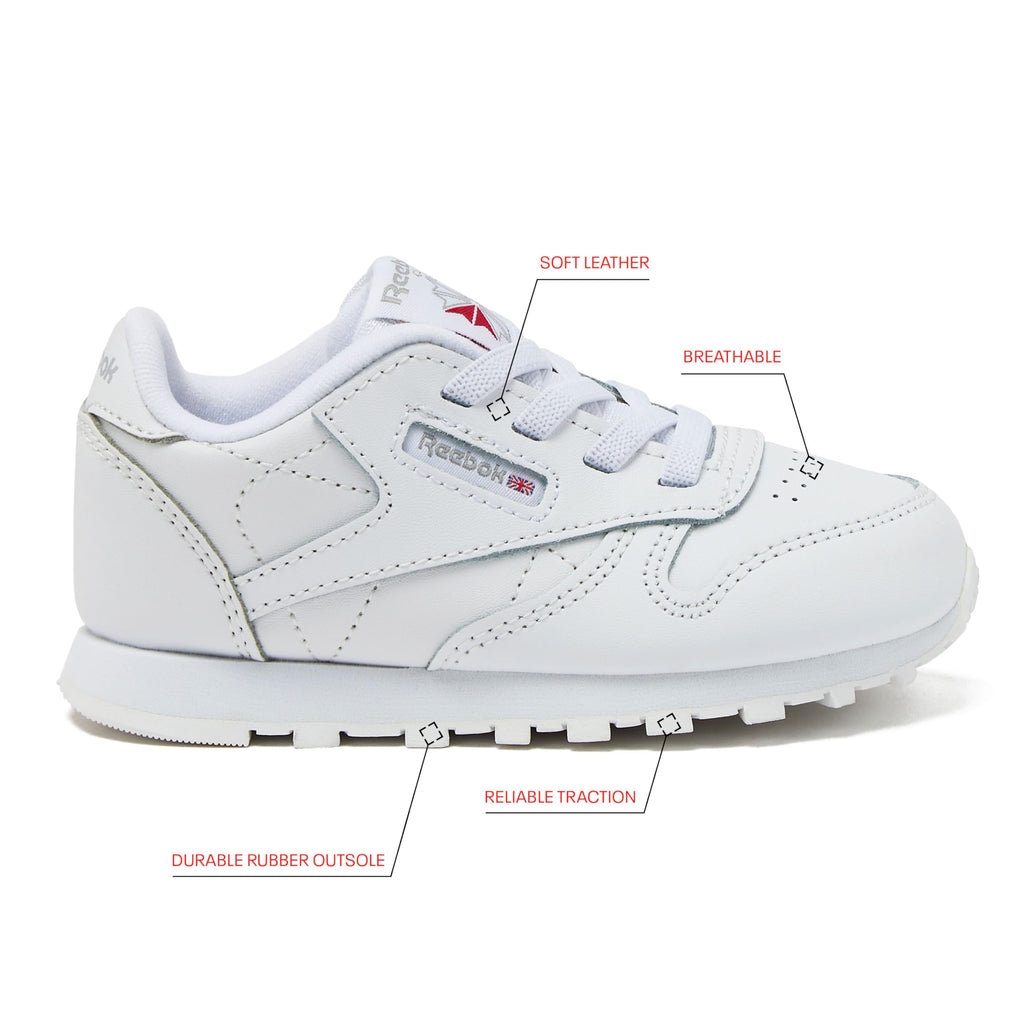 Reebok Classic Leather Girls & Boys Shoes for Kids, Toddler, Little Kid or Big Kid Sneakers, White, 6.5 Toddler