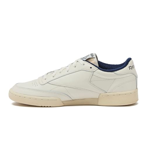 Reebok Club C Vintage Tennis Sneakers for Men, Casual White Mens Shoes, Size 7 to 15, Chalk/Alabaster/Vector Navy, 7.5