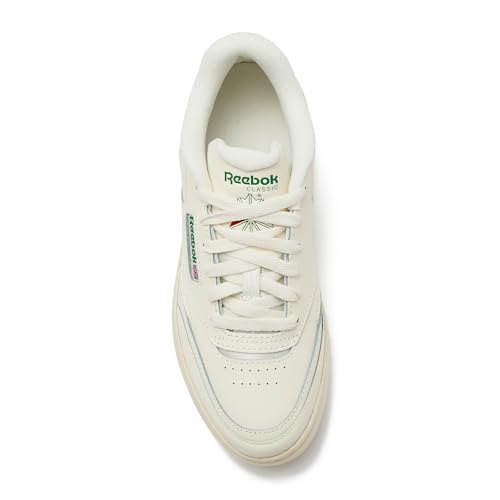 Reebok Club C Extra Platform Sneakers for Women, White Casual Tennis Women's Fashion Sneakers, Womens Shoes Size 5 to 11, Chalk/Chalk/Glen Green, 6 Medium