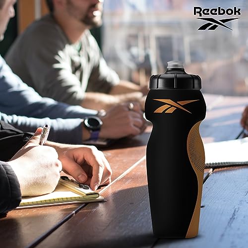 Reebok Athletic Squeeze Water Bottles - Water Bottle 24 oz - Sports Water Bottle - Reusable Water Bottle For Gym, Running, Hiking etc, BPA Free