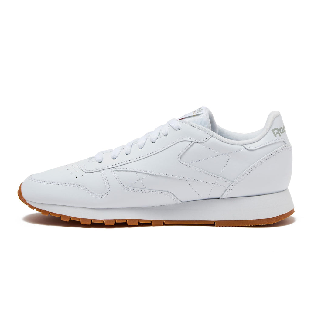 Reebok Classic Leather Sneakers for Men - Black or White Tennis Mens Shoes, Footwear White/Pure Grey3/Reebok Gum3, 8.5