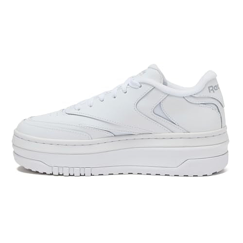 Reebok Club C Extra Platform Sneakers for Women, White Casual Tennis Women's Fashion Sneakers, Womens Shoes Size 5 to 11, Ftwwht/Ftwwht/Pugry3, 8.5 Medium