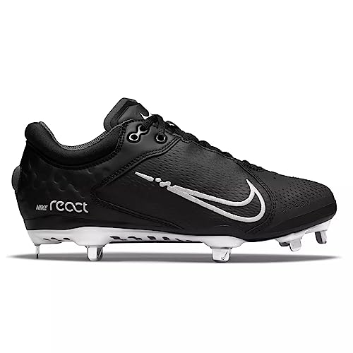 Nike Women's Hyperdiamond 4 Elite Softball Cleats (7 US, Black/Dark Smoke Grey/Wolf Grey/White)