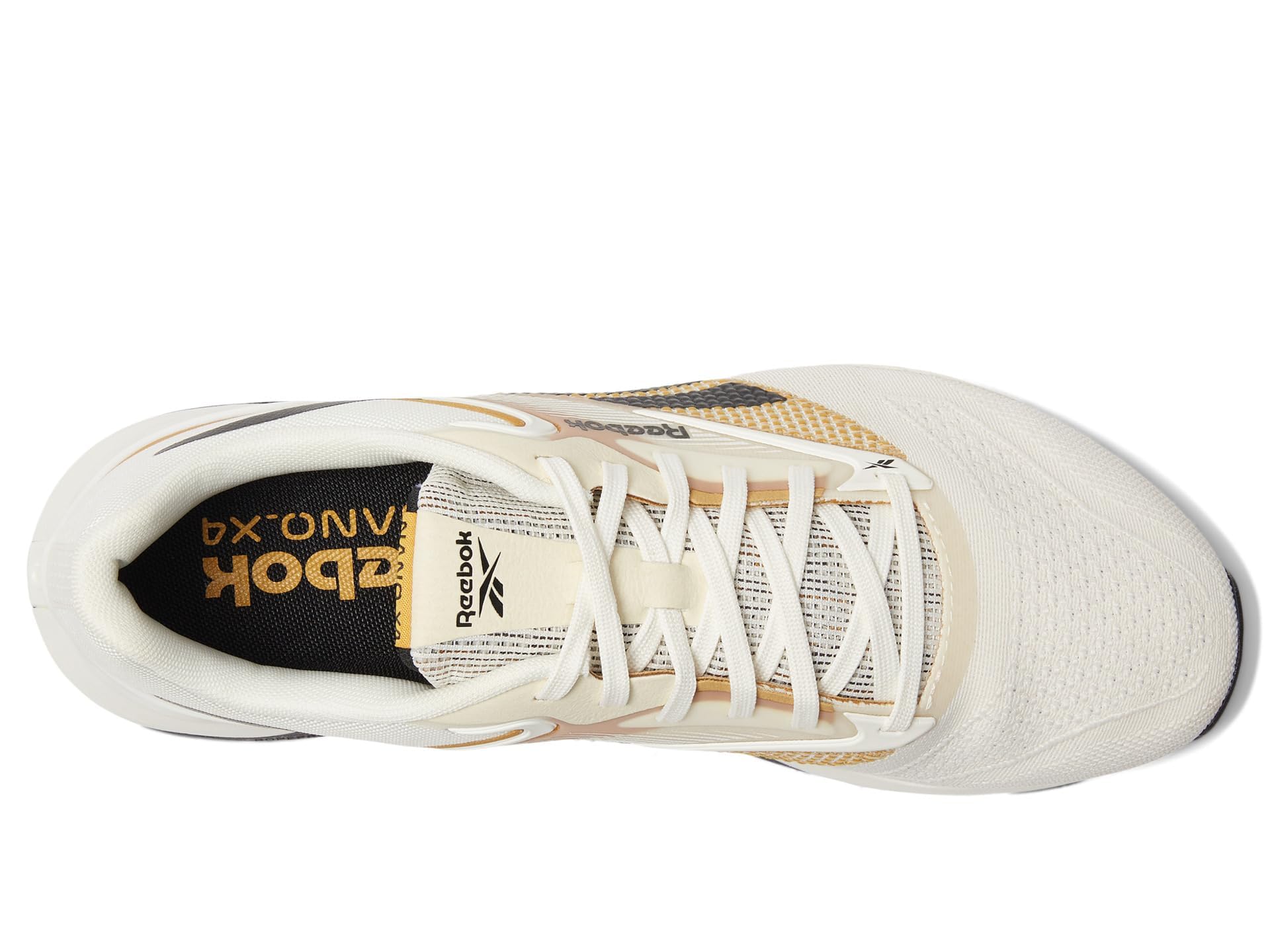 Reebok Unisex Nano X4 Training Shoes, Chalk/Black/Retro Gold, Men Size's 12/ Women's Size 13.5