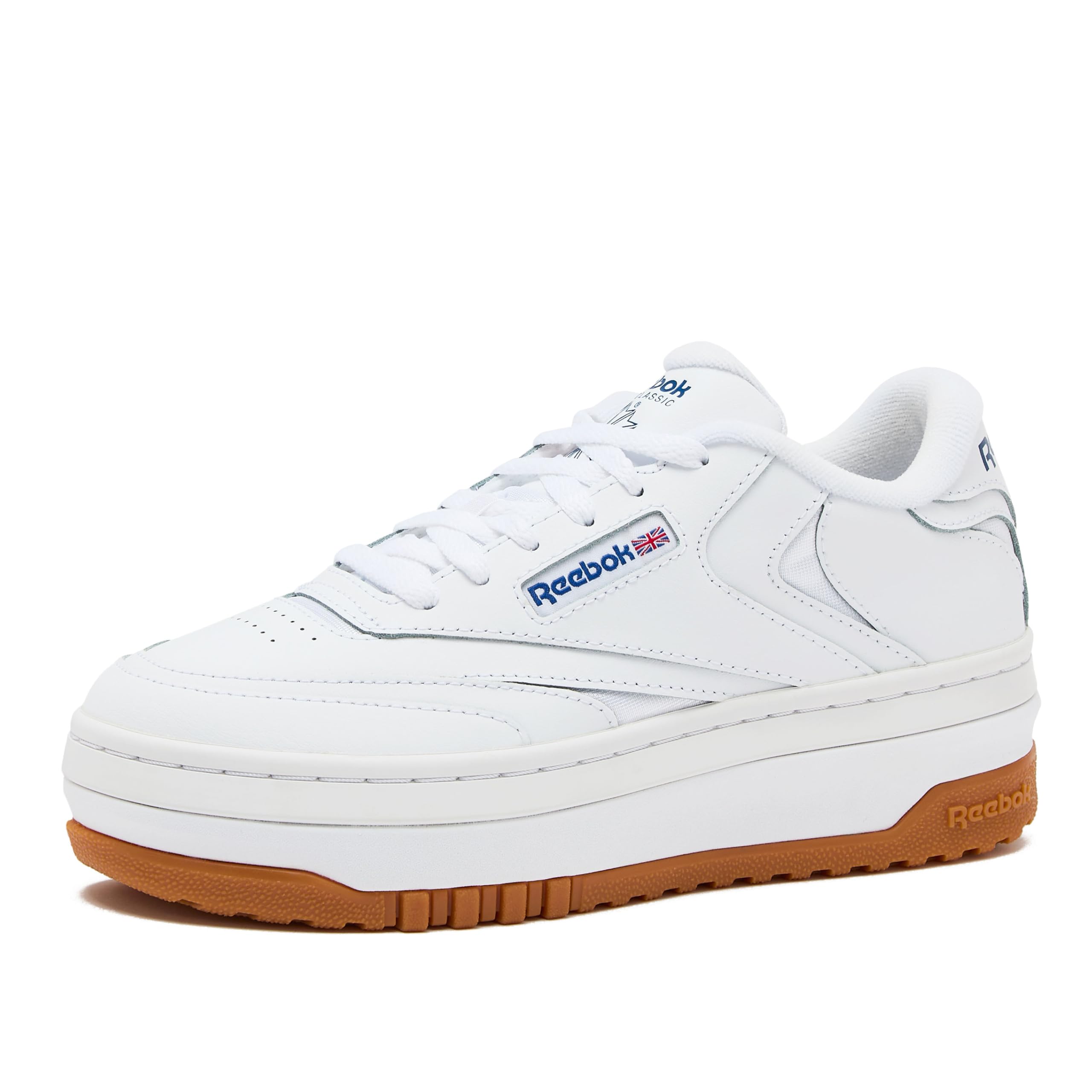 Reebok Club C Extra Platform Sneakers for Women, White Casual Tennis Women's Fashion Sneakers, Womens Shoes Size 5 to 11, FTWR White/FTWR White/Vector Blue, 10.5 Medium