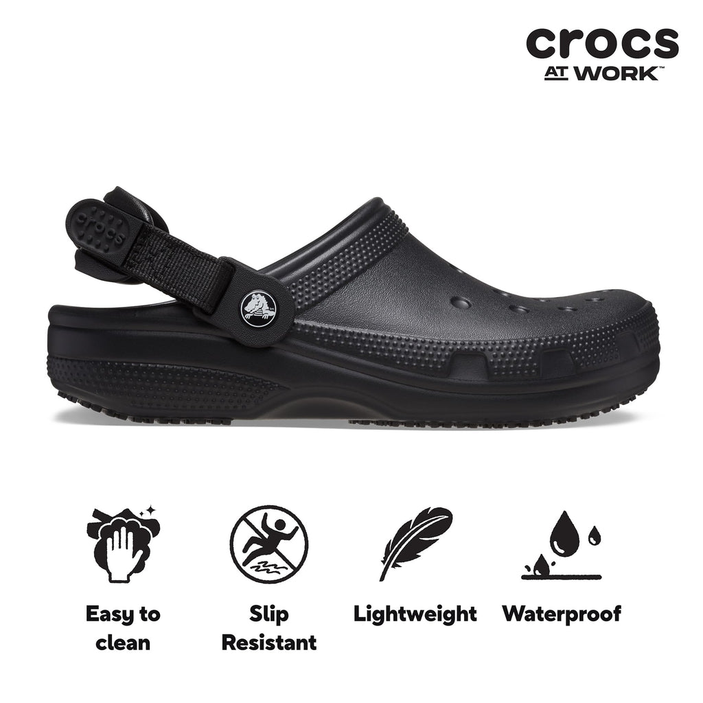 Crocs Unisex-Adult Classic Work Clogs, Adjustable Slip Resistant Work Shoes with Hole-Free Construction
