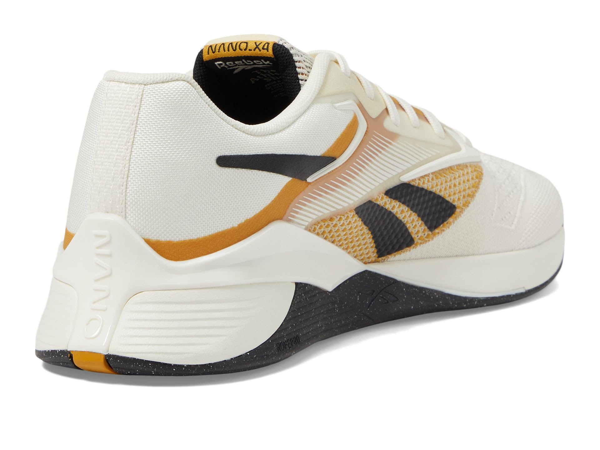 Reebok Unisex Nano X4 Training Shoes, Chalk/Black/Retro Gold, Men Size's 12/ Women's Size 13.5