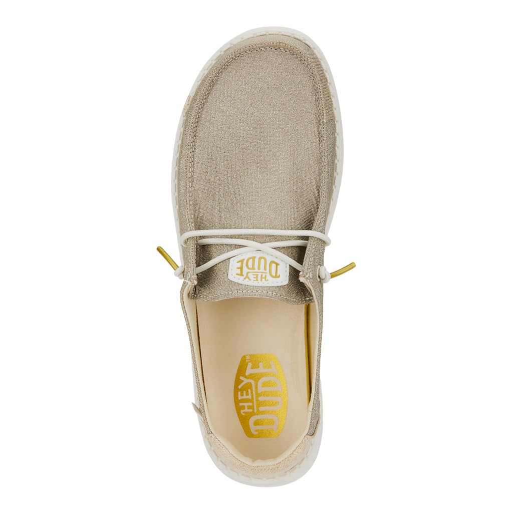 HEYDUDE Women’s Wendy Metallic Sparkle Slip-On Shoes | Stylish Fashion Loafers for Women | Lightweight & Comfortable