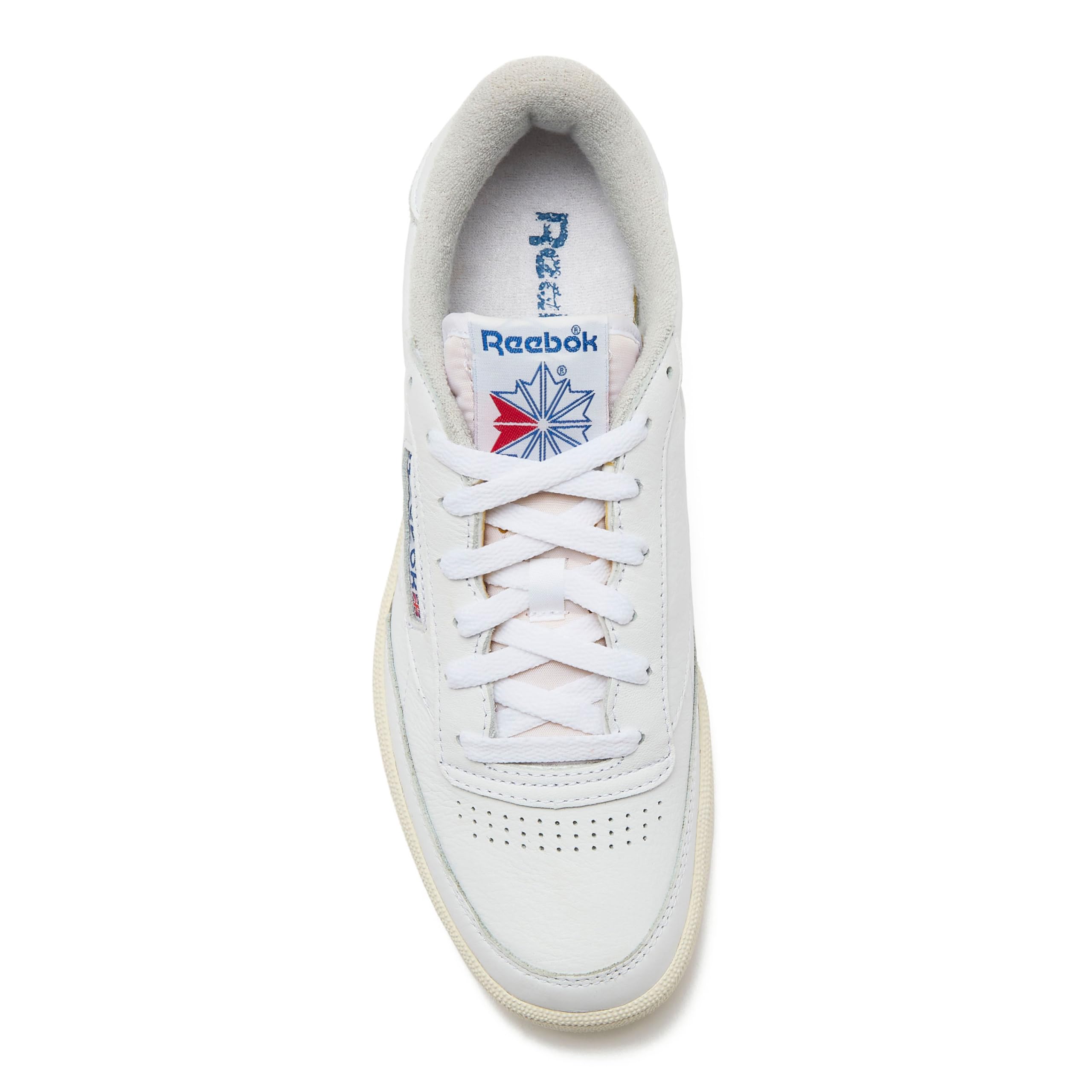 Reebok Club C Vintage Tennis Sneakers for Men, Casual White Mens Shoes, Size 7 to 15, White/Chalk/Vector Blue, 7.5