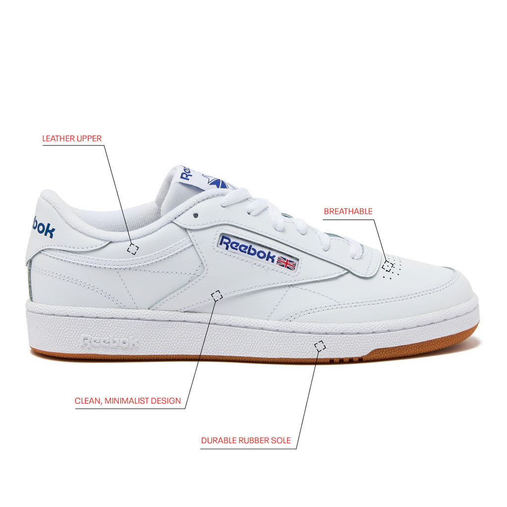 Reebok Men's Club C 85 Tennis Shoes, Casual Fashion White Sneakers