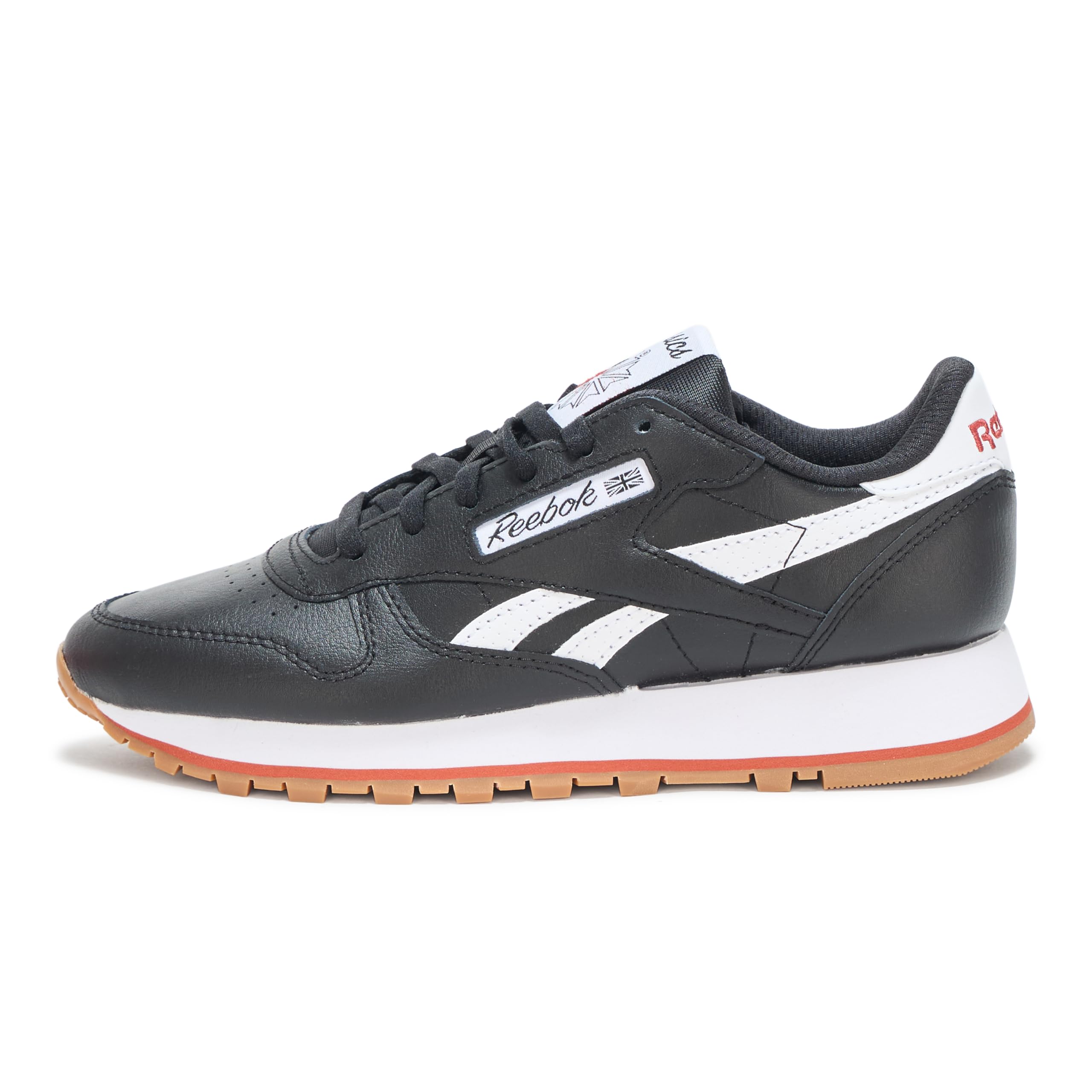 Reebok Women's Classic Leather Sneaker, Black/White/Brick, Size 6.5