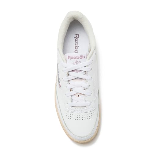 Reebok Club C 85 Vintage Tennis Sneakers for Women, Casual White Womens Shoes, Size 5 to 11 - White/Chalk/Infused Lilac, 9.5 Medium