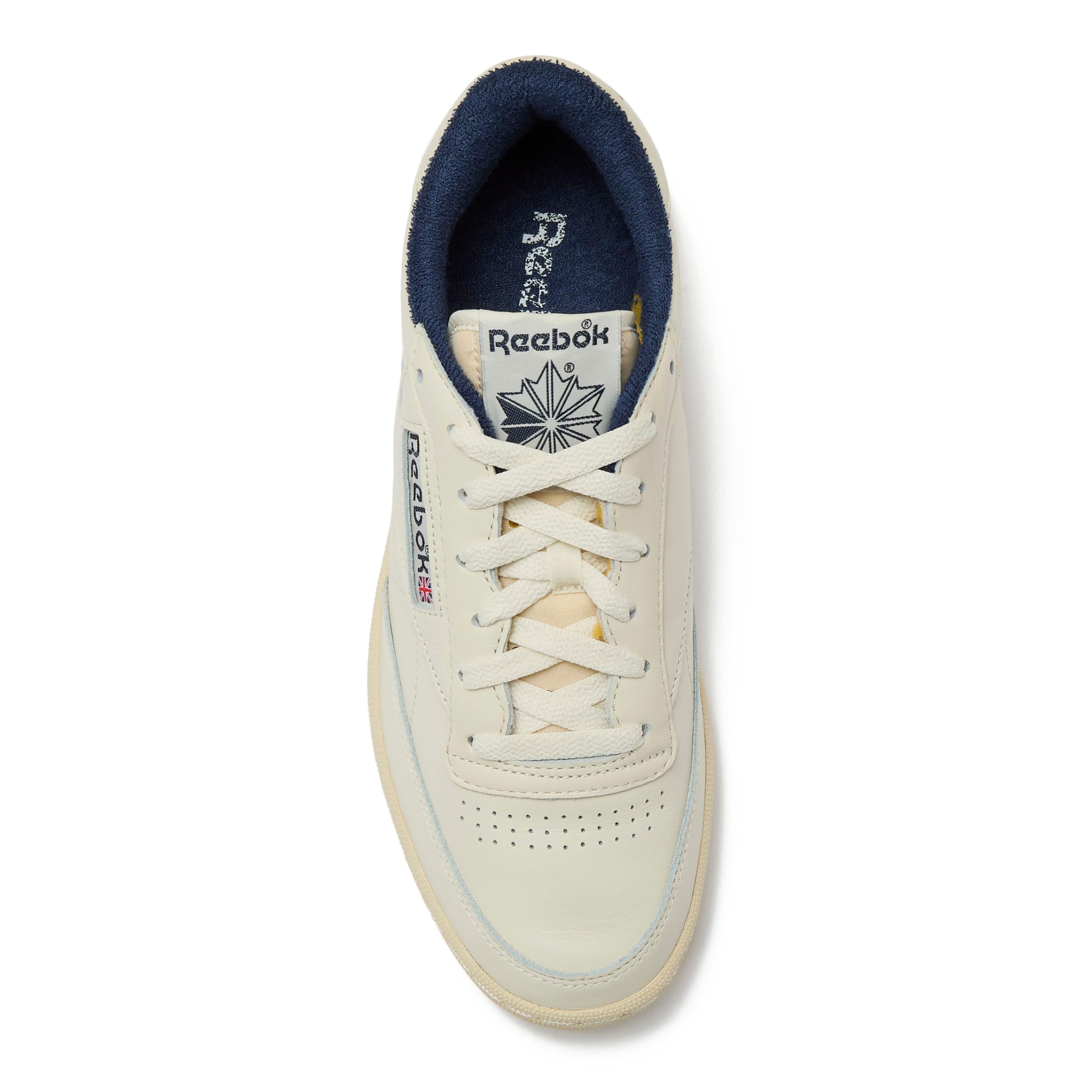 Reebok Club C Vintage Tennis Sneakers for Men, Casual White Mens Shoes, Size 7 to 15, Chalk/Alabaster/Vector Navy, 6.5