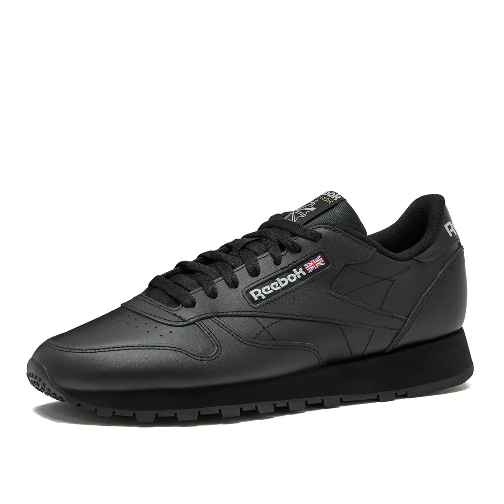 Reebok Classic Leather Sneakers for Men - Black or White Tennis Mens Shoes, Core Black/Core Black/Pure Grey5, 9.5