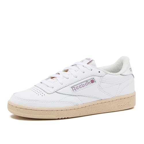 Reebok Club C 85 Vintage Tennis Sneakers for Women, Casual White Womens Shoes, Size 5 to 11 - White/Chalk/Infused Lilac, 9 Medium