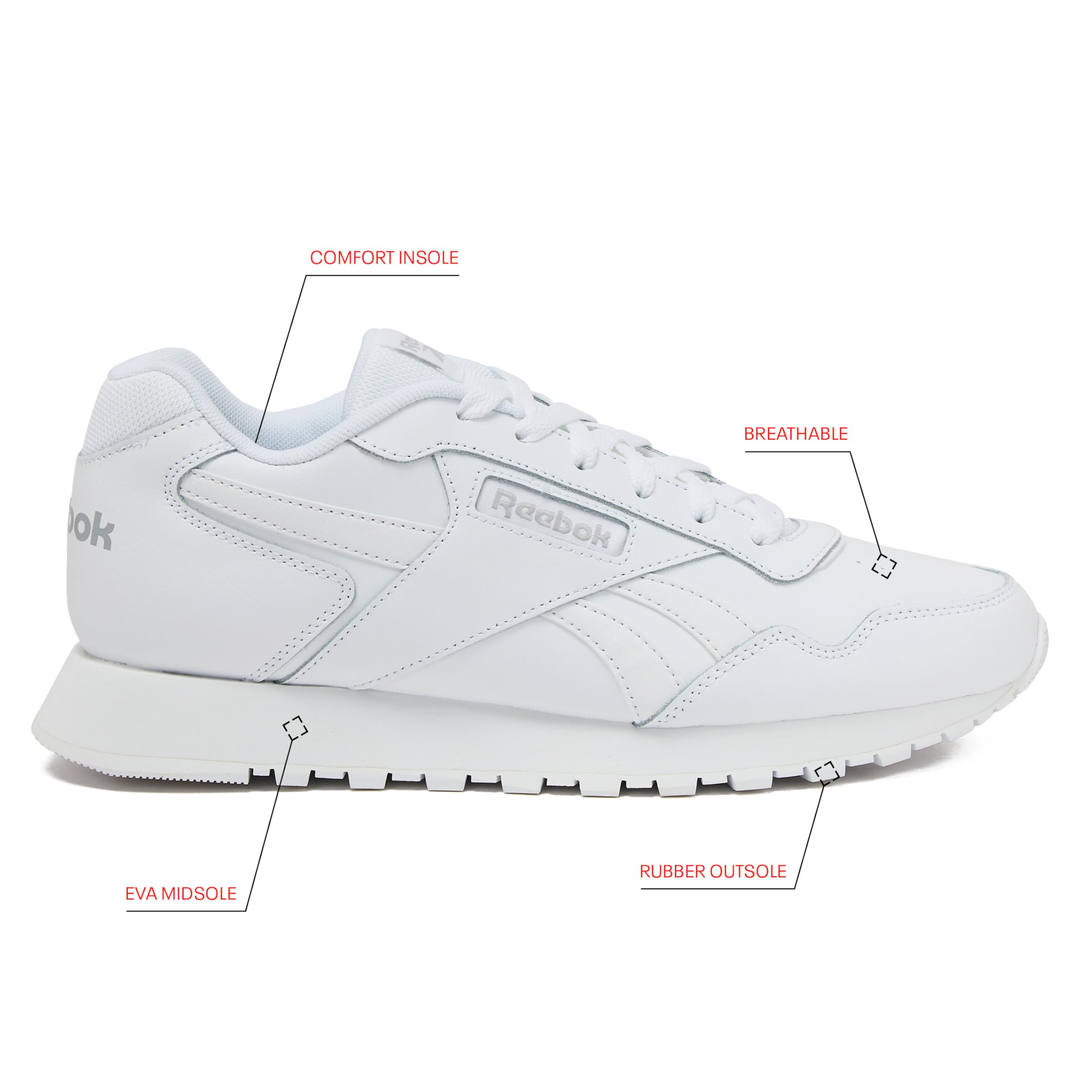 Reebok Glide Sneakers for Men - Black or White Tennis Shoes Size 7 to 15