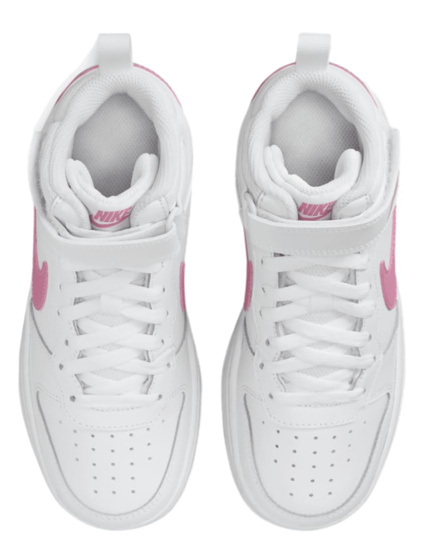 Nike unisex-child Court Borough Mid 2 (Big Kid), White/Pinksicle/Orange Artic Size 6