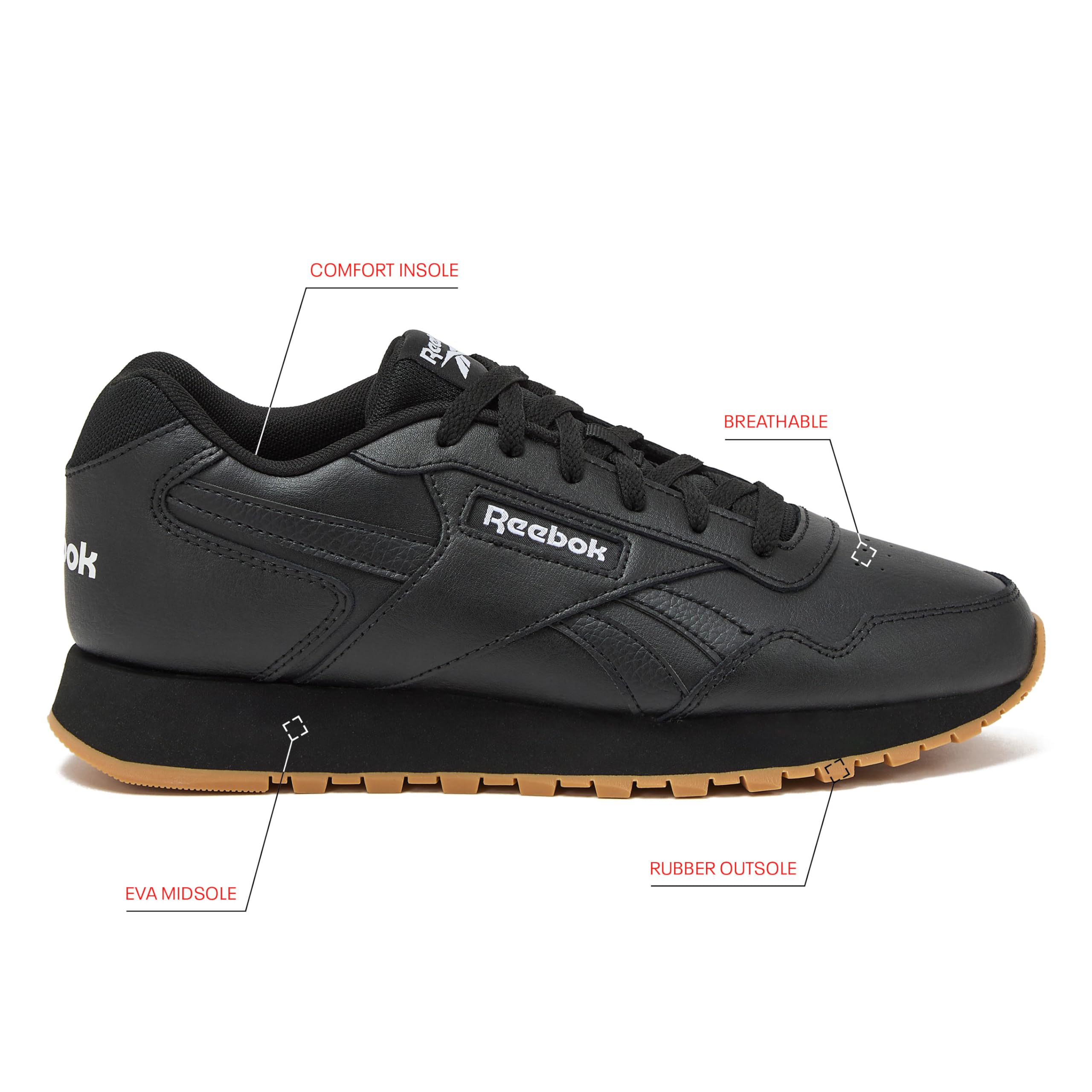 Reebok Glide Sneakers for Men - Black or White Tennis Shoes Size 7 to 15
